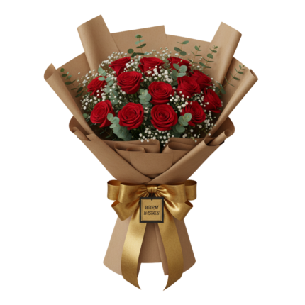 Red Roses – Brown Kraft Wrap
